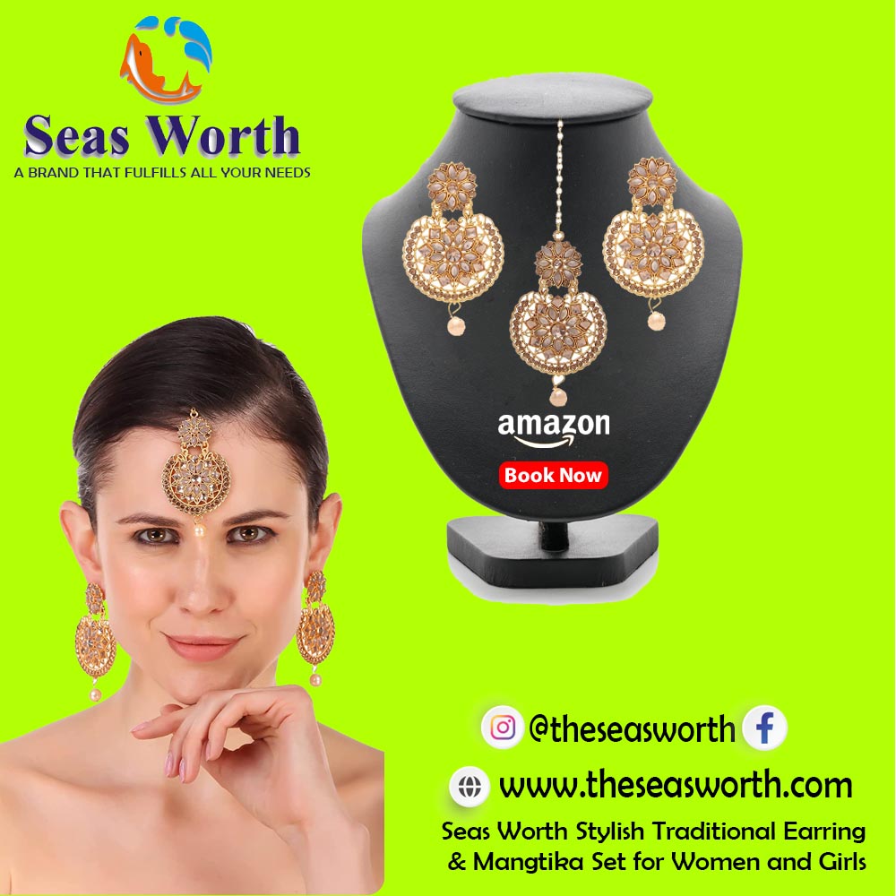 Seas Worth Stylish Red Pearl Traditional Necklace set For Women and Girls