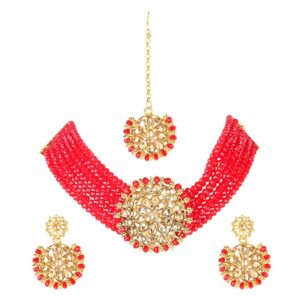 Gold Stylish Red Pearls earring