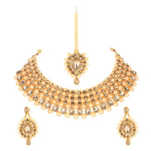 Seas Worth Gold Pearl Stylish Traditional Earring & Necklace