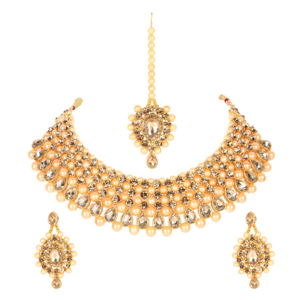 Seas Worth Gold Pearl Stylish Traditional Earring & Necklace