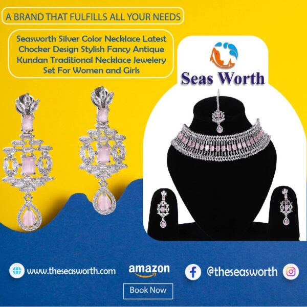 Seasworth Silver Color Necklace Latest Chocker Design in delhi