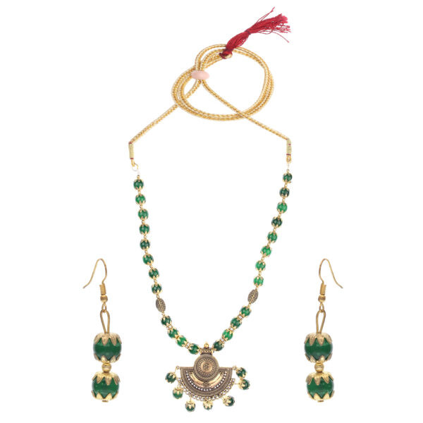 Seas Worth Stylish GreenPearl Traditional Necklace set For Women and Girls